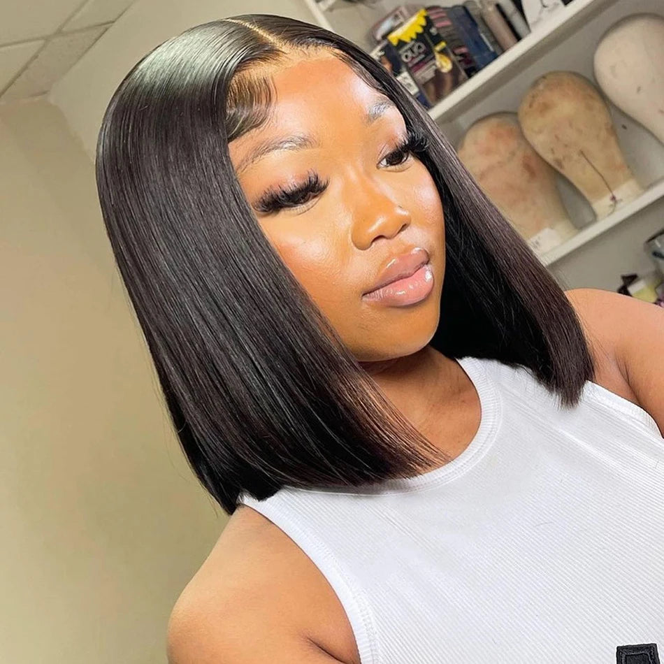 Short Bob Wigs Human Hair Transparent 13x4 Lace Frontal Human Hair Wigs For Women Straight Short Bob Lace Frontal Wigs