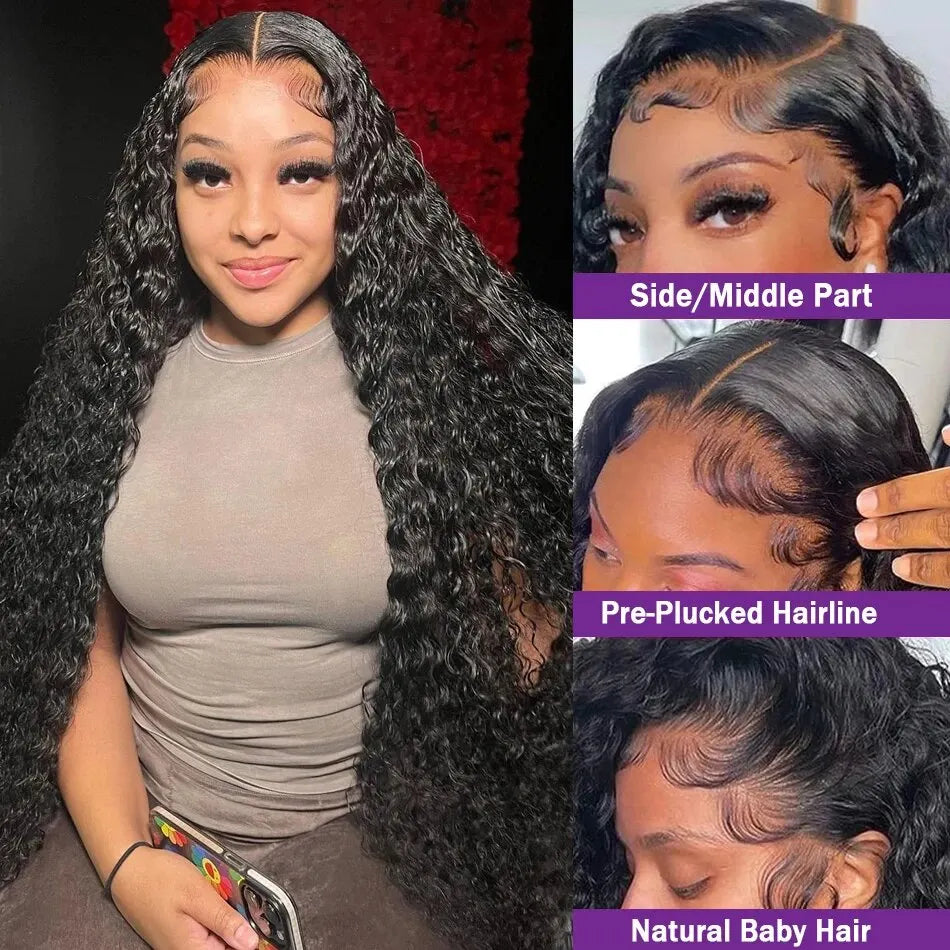 Nneka 200 Density 40 Inch Glueless Wigs Human Hair 13x6 Curly Lace Front Human Hair Wig For Women Choice 13x4 Hd Water Wave Wig