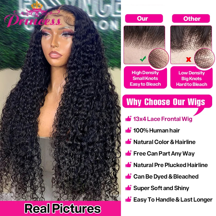 Princess Hair Hd Lace Wig 13x4 Human Hair Brazilian Curly Lace Front Human Hair Wig With Pre plucked Hairline