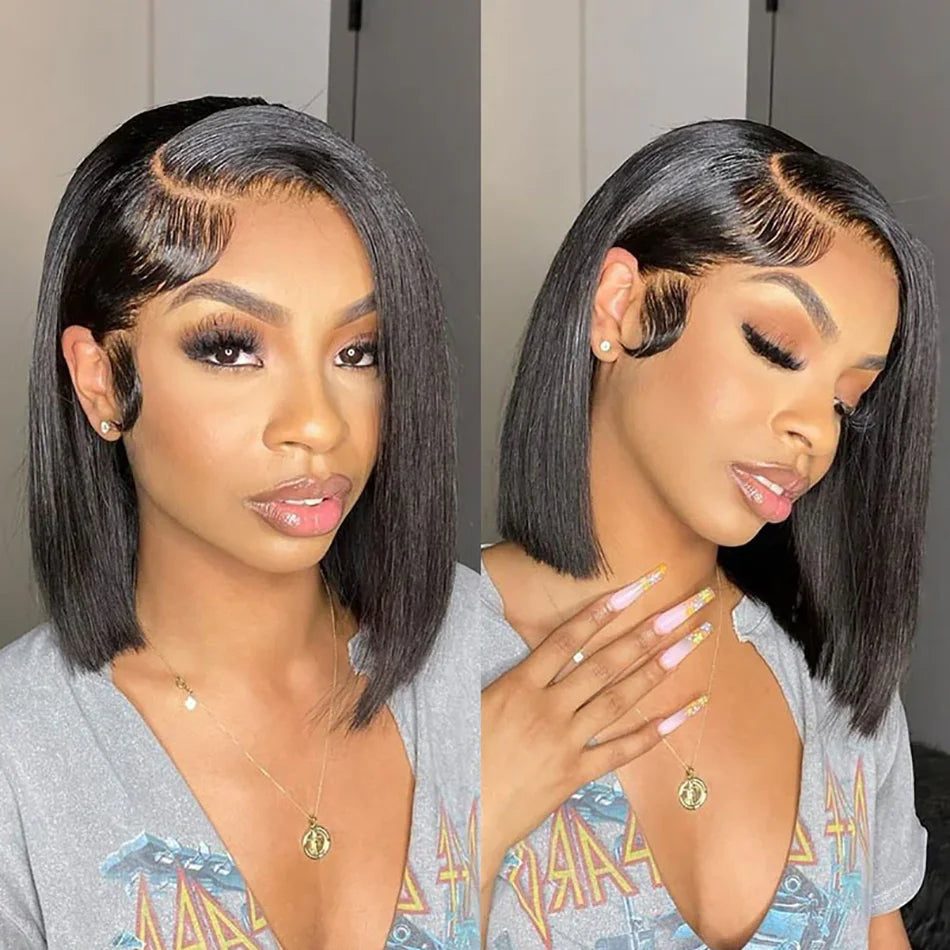 Short Bob Wigs Human Hair Transparent 13x4 Lace Frontal Human Hair Wigs For Women Straight Short Bob Lace Frontal Wigs