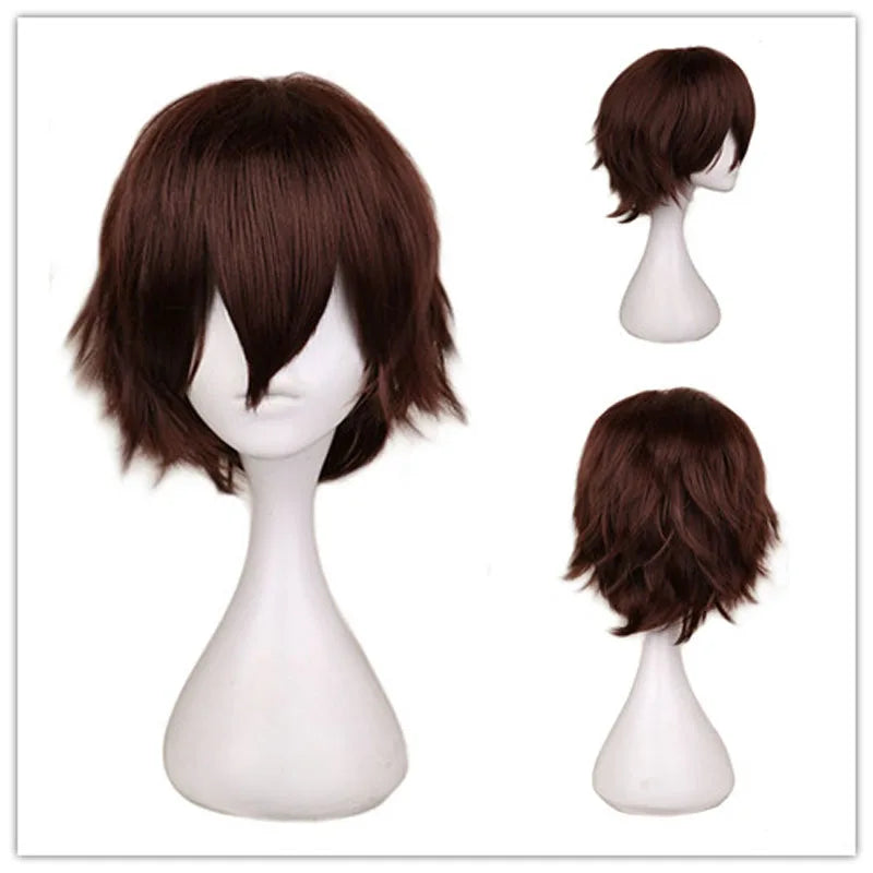 Male Wig Black White Purple blonde Red Short Hair Cosplay Anime Costume Halloween Wigs Synthetic Hair With Bangs For Men