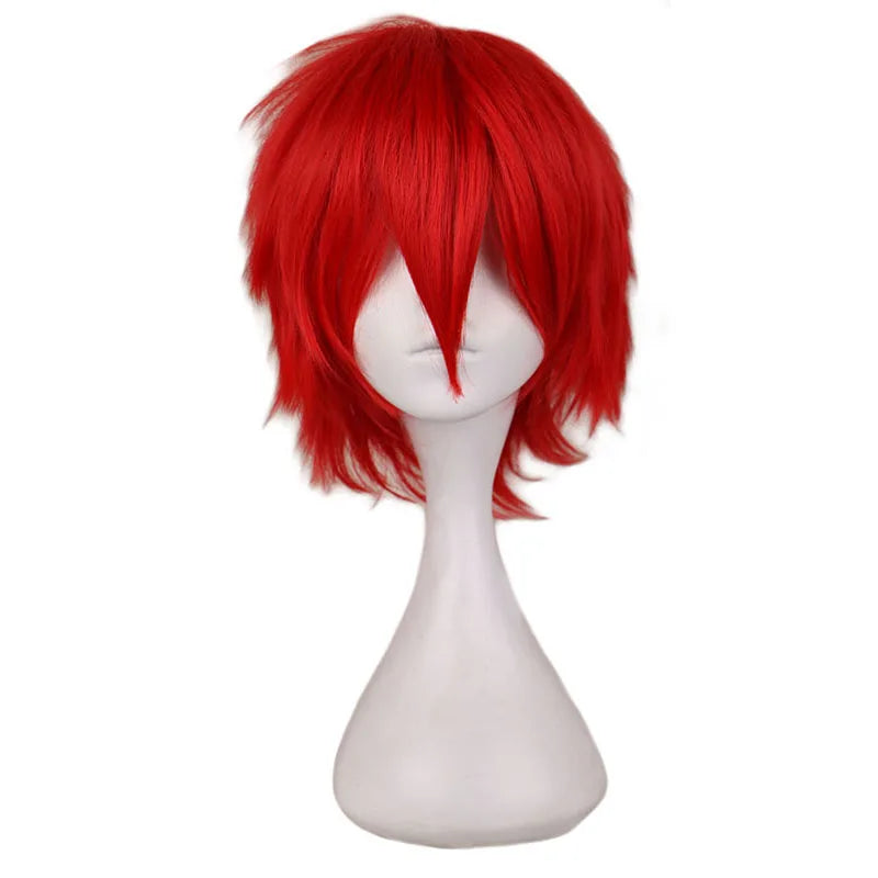 Black White Purple Red Short Hair Cosplay Wig Male Party 30 Cm High Temperature Fiber Synthetic Hair Wigs