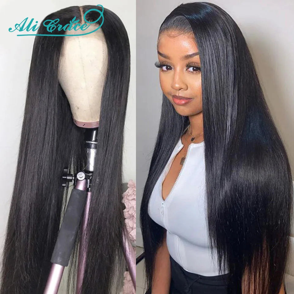 Ali Grace Straight Lace Closure Wigs 4X4 Closure Wig Human Hair Wigs Natural Hairline Peruvian 13X4 Lace Front Human Hair Wigs