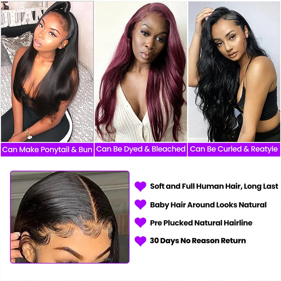 Straight Lace Front Wig Full Lace Human Hair Wigs For Women Human Hair 40 Inch 13x4 Bone Straight Human Hair Hd Lace Frontal Wig