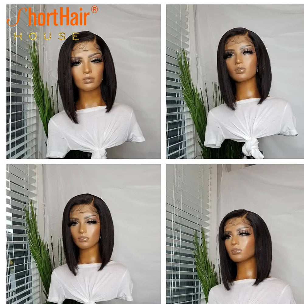 Short Straight Colored Bob 13X4 Lace Front Human Hair Wigs 4X4 Lace Closure Pre Plucked With Baby Hair For Women Human Hair