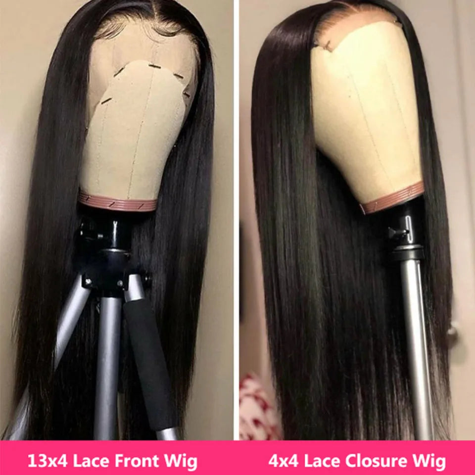 Ali Grace Straight Lace Closure Wigs 4X4 Closure Wig Human Hair Wigs Natural Hairline Peruvian 13X4 Lace Front Human Hair Wigs