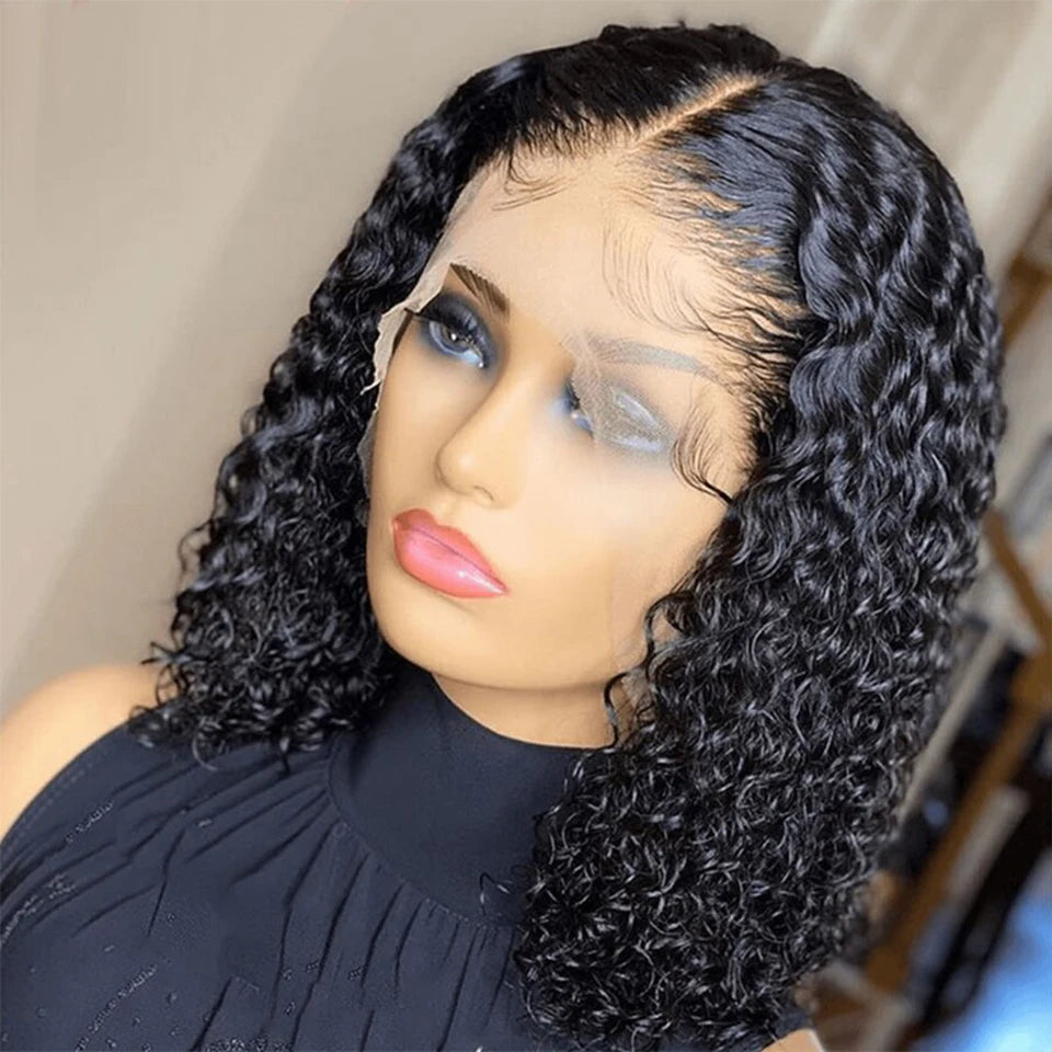 Nicelight Brazilian Deep Wave Lace Front Wig Wet And Wavy Lace Frontal Human Hair Wigs For Black Women Pre Plucked 150% Bob Wigs