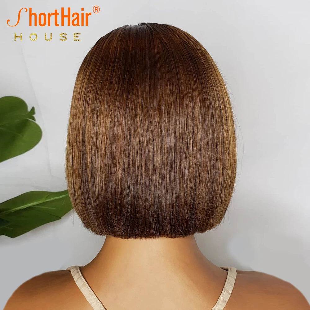 Short Straight Colored Bob 13X4 Lace Front Human Hair Wigs 4X4 Lace Closure Pre Plucked With Baby Hair For Women Human Hair