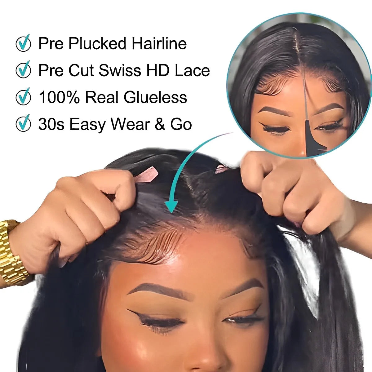 Ready to Wear Glueless Straight HD Lace Front Wig Human Hair Brazilian 4x6 5x5 Pre Cut Transparent Lace Closure Wigs Pre Plucked