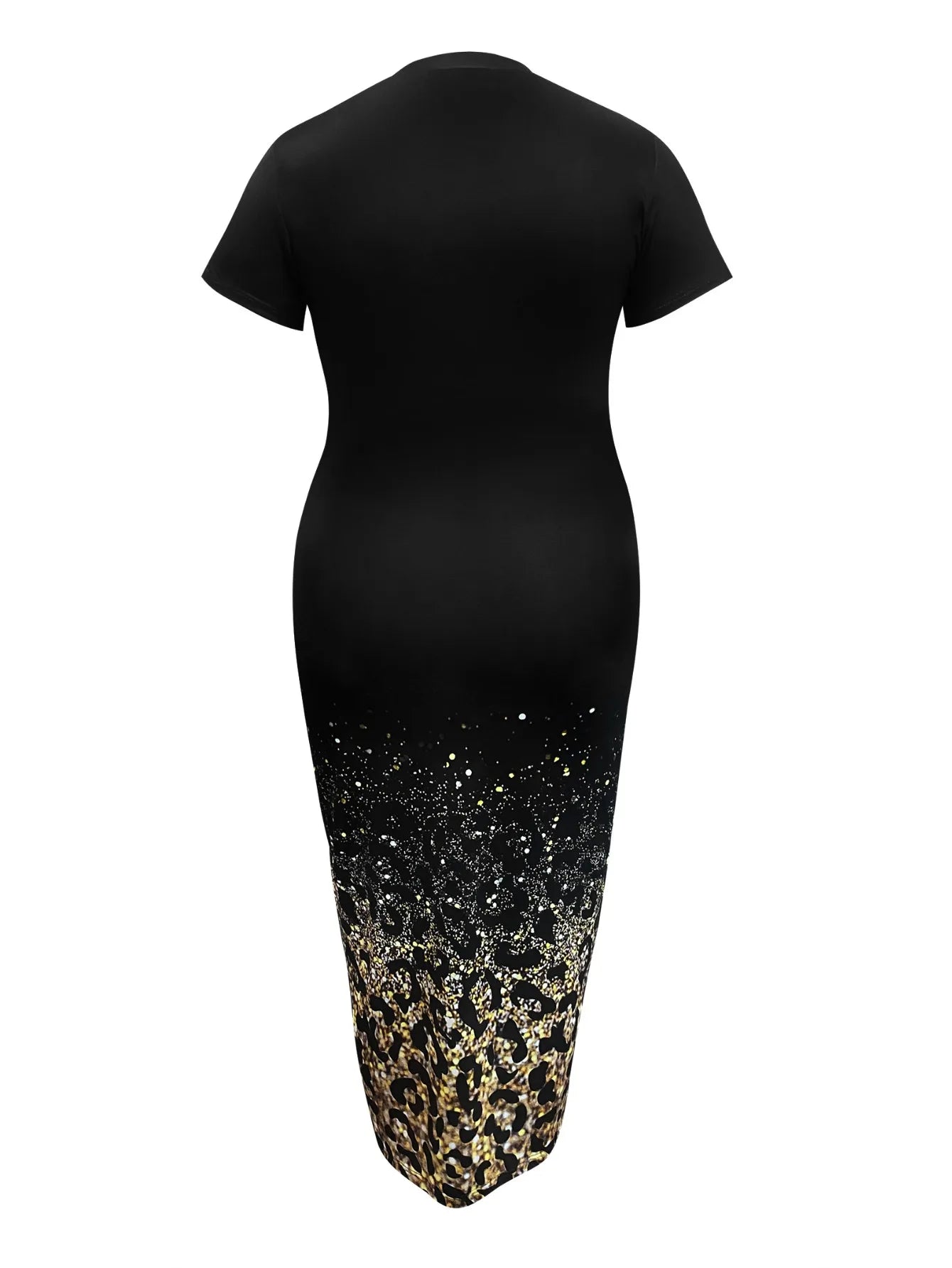 LW Leopard Heart Print Bodycon Dress Summer Women Short Sleeve Maxi Dress Vestido Fashion Casual Clothes XL-5XL