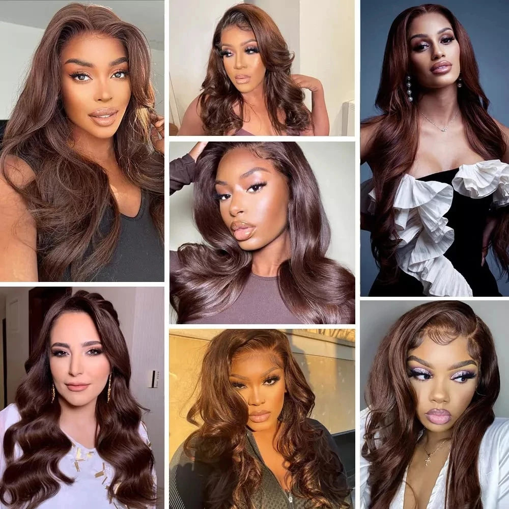 Brown Lace Front Wig Body Wave Synthetic