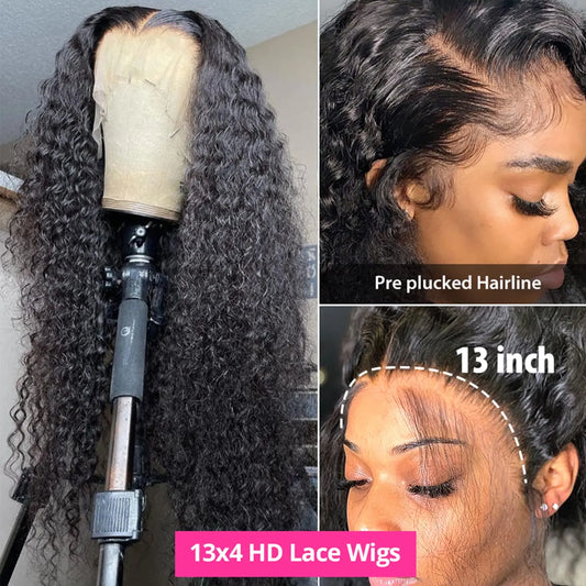 Water Wave Lace Front Wigs Human Hair 13x4 HD Trasparent Glueless Lace Frontal Wigs for Women Human Hair Pre Plucked Hair Wigs