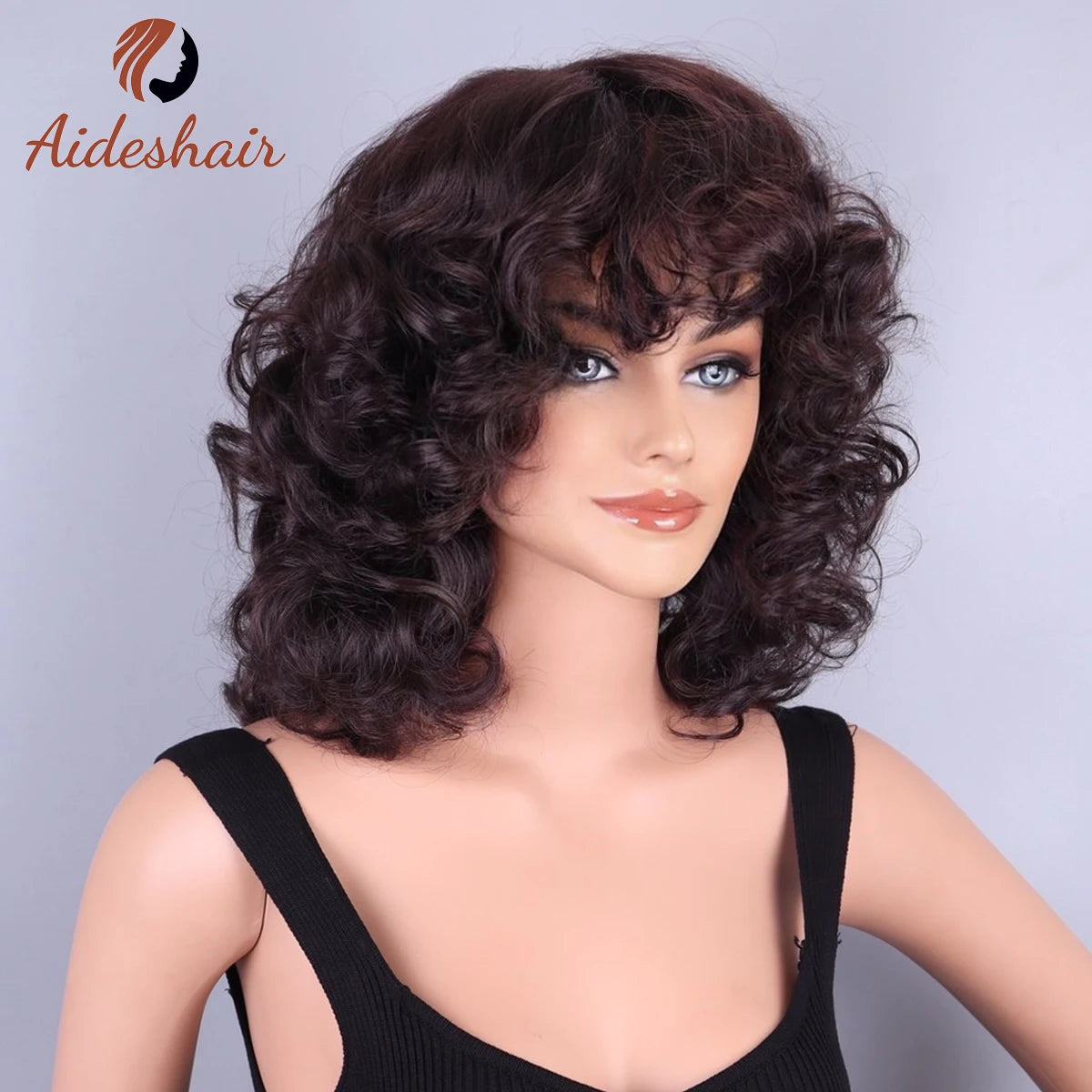 Aideshair  small curly high temperature silk fashion European and American women short curly foreign trade wig