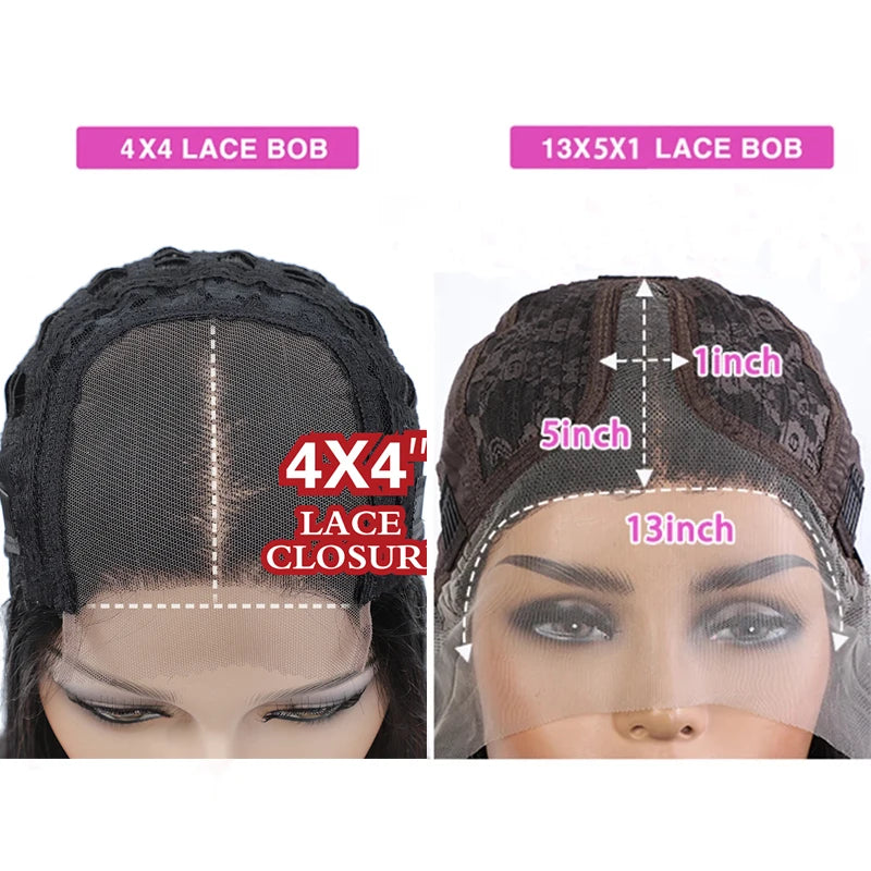 Wear Go Glueless Wig Lace Front Human Hair Wigs For Women 8-18 Inch Brazilian Straight Short Bob 13X4  Lace Frontal Real Wig