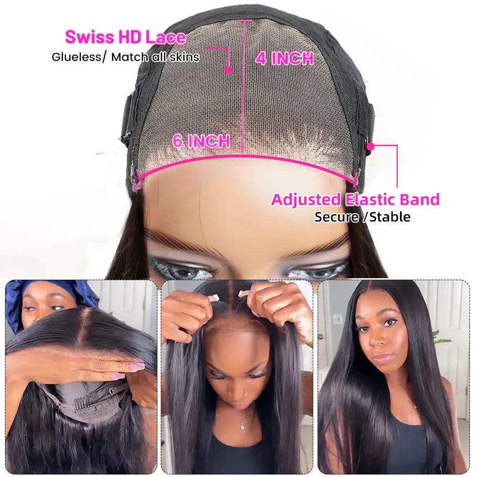 13x6 HD Lace Frontal Human Hair Wigs Malaysian Straight Pre Plucked Glueless Wigs Human Hair Ready To Wear HD Lace Front Wigs