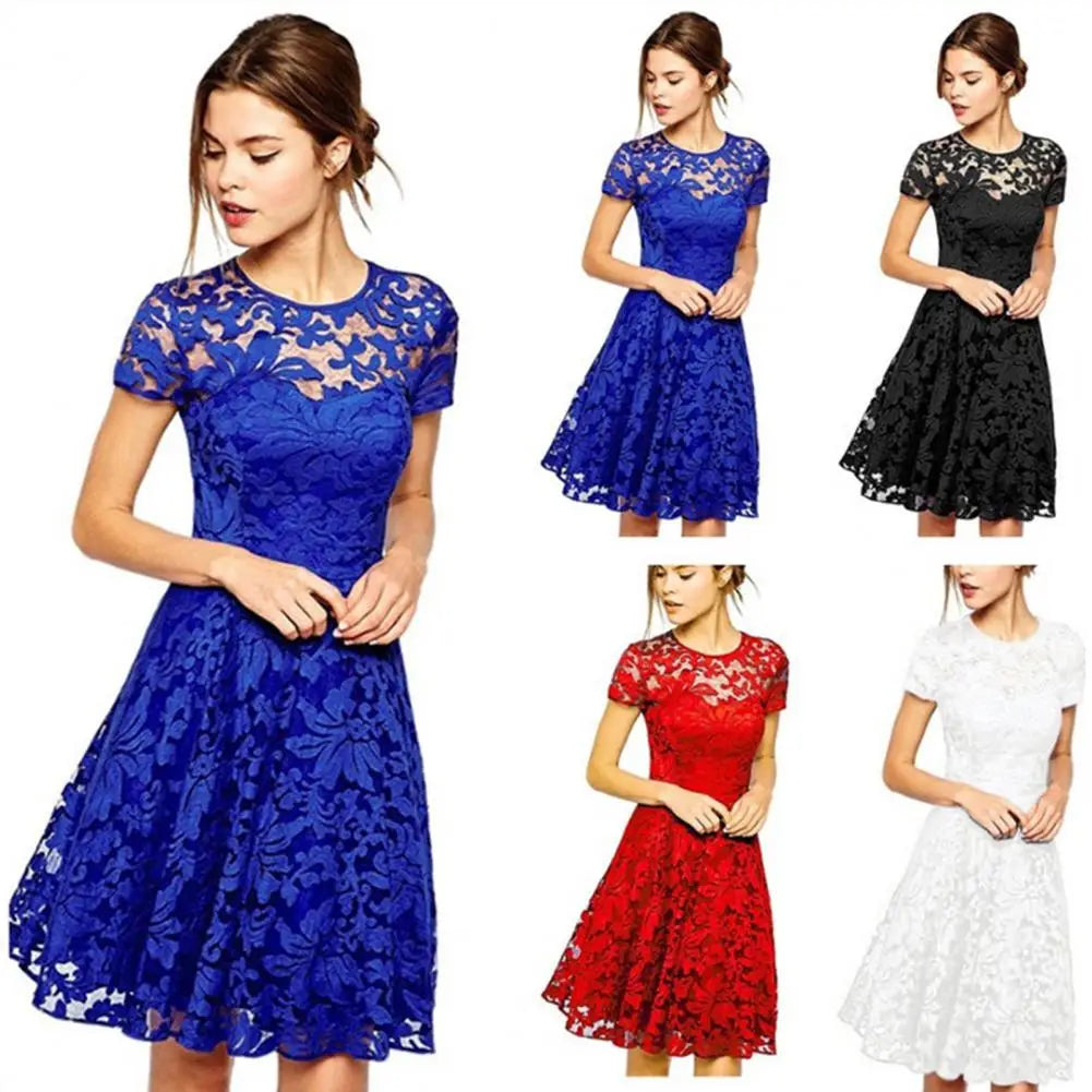 Elegant Plus Size Summer Mini Dress Round Neck Women Summer Dress A-line Plus Size Prom Dress Women Clothes