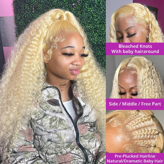 613 Blonde Lace Front Wig 13X6 Hd Lace Frontal Wig Curly Lace Front Human Hair Wig 13X4 Deep Wave Frontal Wigs Glueless Wig