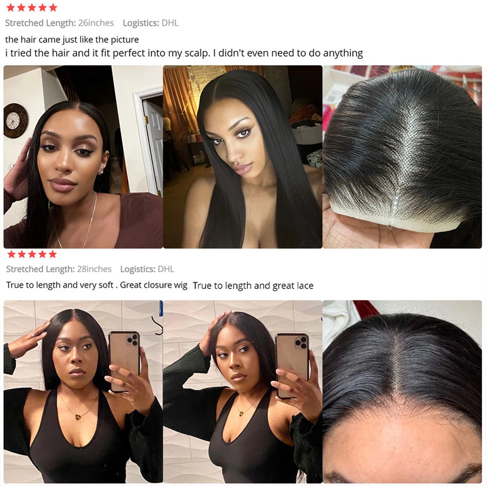 Glueless Wig Malaysian Straight 5x5 HD Lace Closure Glueless Wig Human Hair Ready To Wear Pre Cut Pre plucked