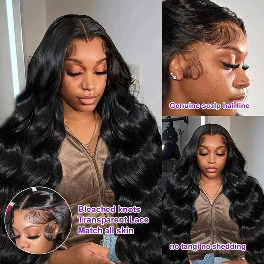 250 Density 13x6 HD Transparent Body Wave Lace Frontal Human Hair Wig 30 40 Inch 13x4 Water Wave Lace Front Wigs For Women