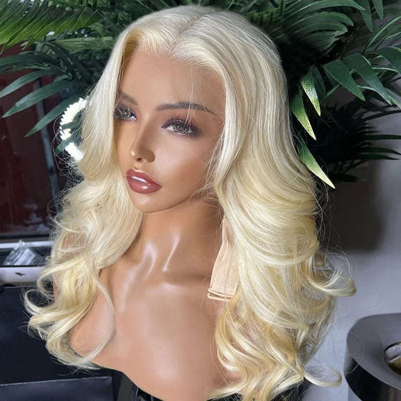 AIMEYA 613 Blonde Lace Wig Synthetic Short Wave Wig Daily Use Synthetic Lace Front Wigs for Women Heat Resistant Gloden Bob Wig