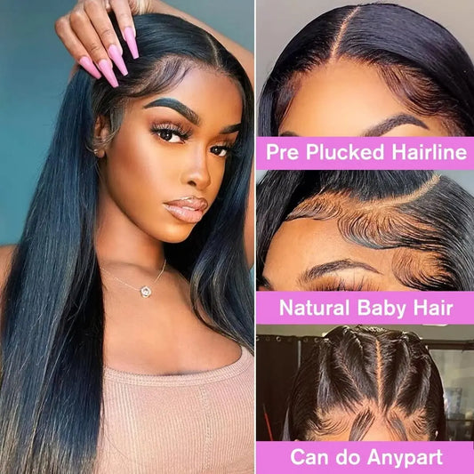 Straight Lace Front Wig 13x4 13x6 30 32 34 Inch HD Lace Frontal Wig Glueless 5x5 Closure Wig 360 Human Hair Lace Frontal Wigs