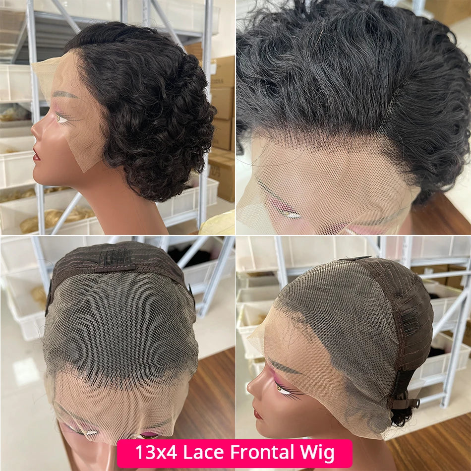 Lace Front Wigs Human Hair Water Wave Short Curly