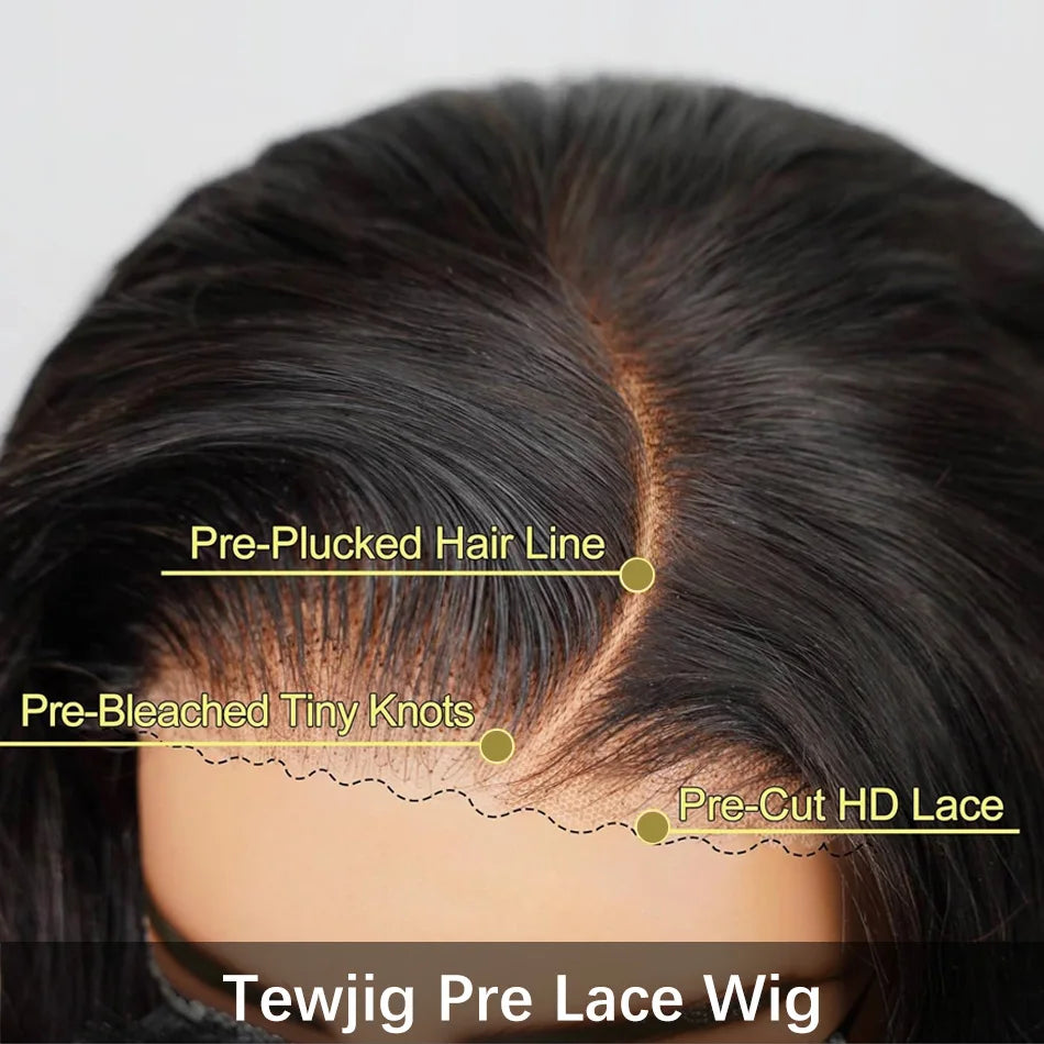 Tewjig 13x6 Deep Wave HD Transparent Lace Frontal Human Hair Wig 180 Density 30 40 Inch 13x4 Curly Lace Front Wig For Women