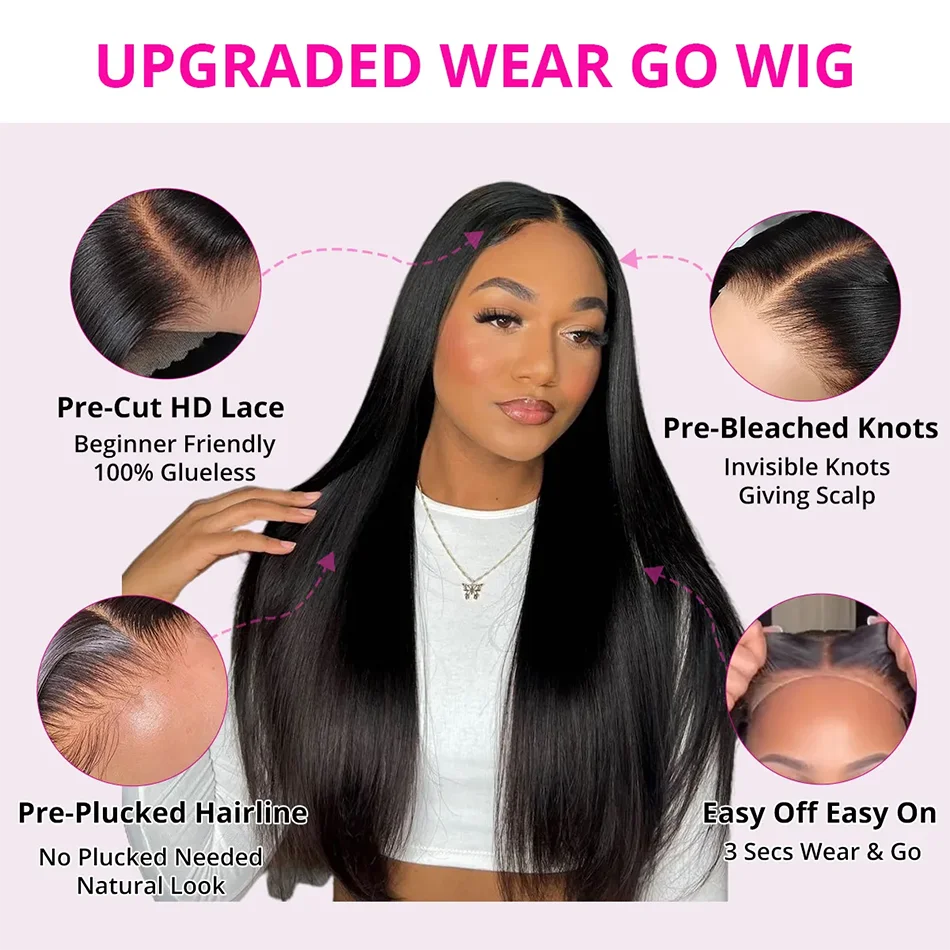 13x6 HD Lace Frontal Human Hair Wigs Malaysian Straight Pre Plucked Glueless Wigs Human Hair Ready To Wear HD Lace Front Wigs