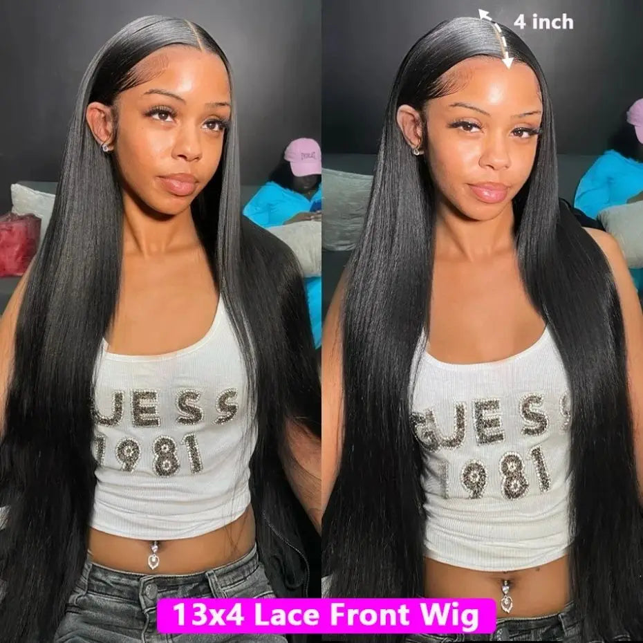 Brazilian Bone Straight 13x4 13x6 Transparent Lace Front Human Hair Wigs 32 34 Inch Pre Plucked Hair For Women Lace Closure Wig