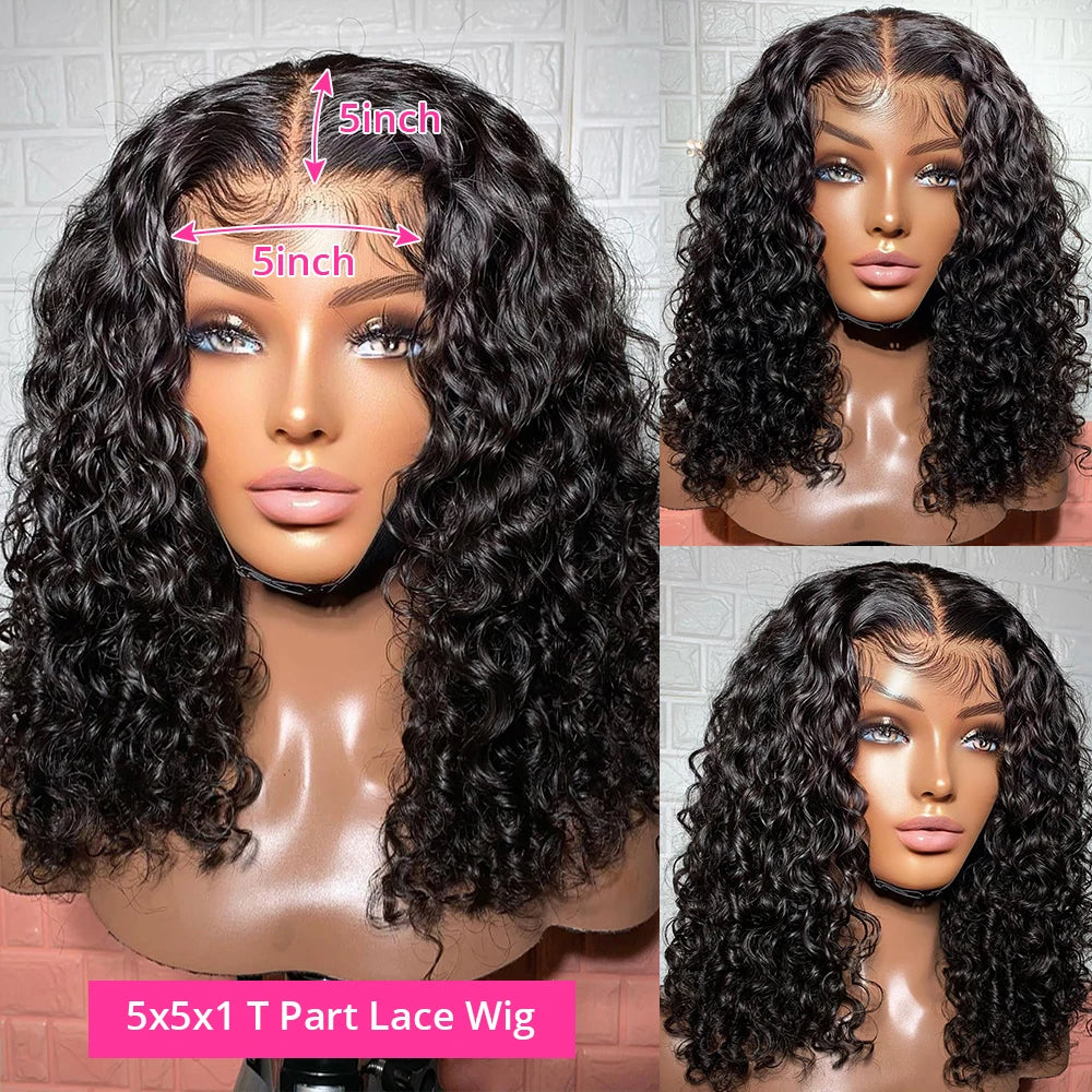 Malaysian Short Bob Wig Jerry Curly Human Hair Lace Frontal Wigs for Black Women Pre Plucked Transparent Deep Wave Frontal Wig