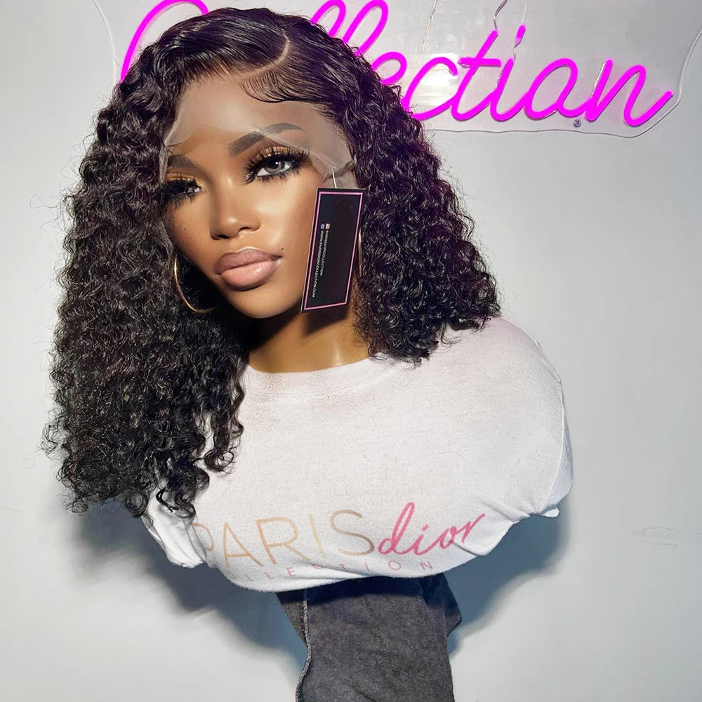 HD Lace Wig 13x6 Lace Front Wig For Women Curly Bob Human Hair 100% Glueless Wig Human Hair Ready To Wear 13X6 Lace Frontal Wig