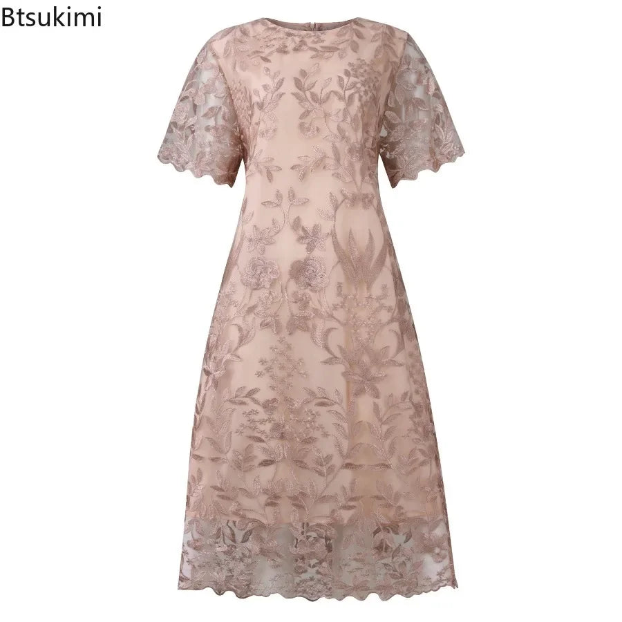 Wedding Spliced Embroidered Lace Slim Cocktail Dress