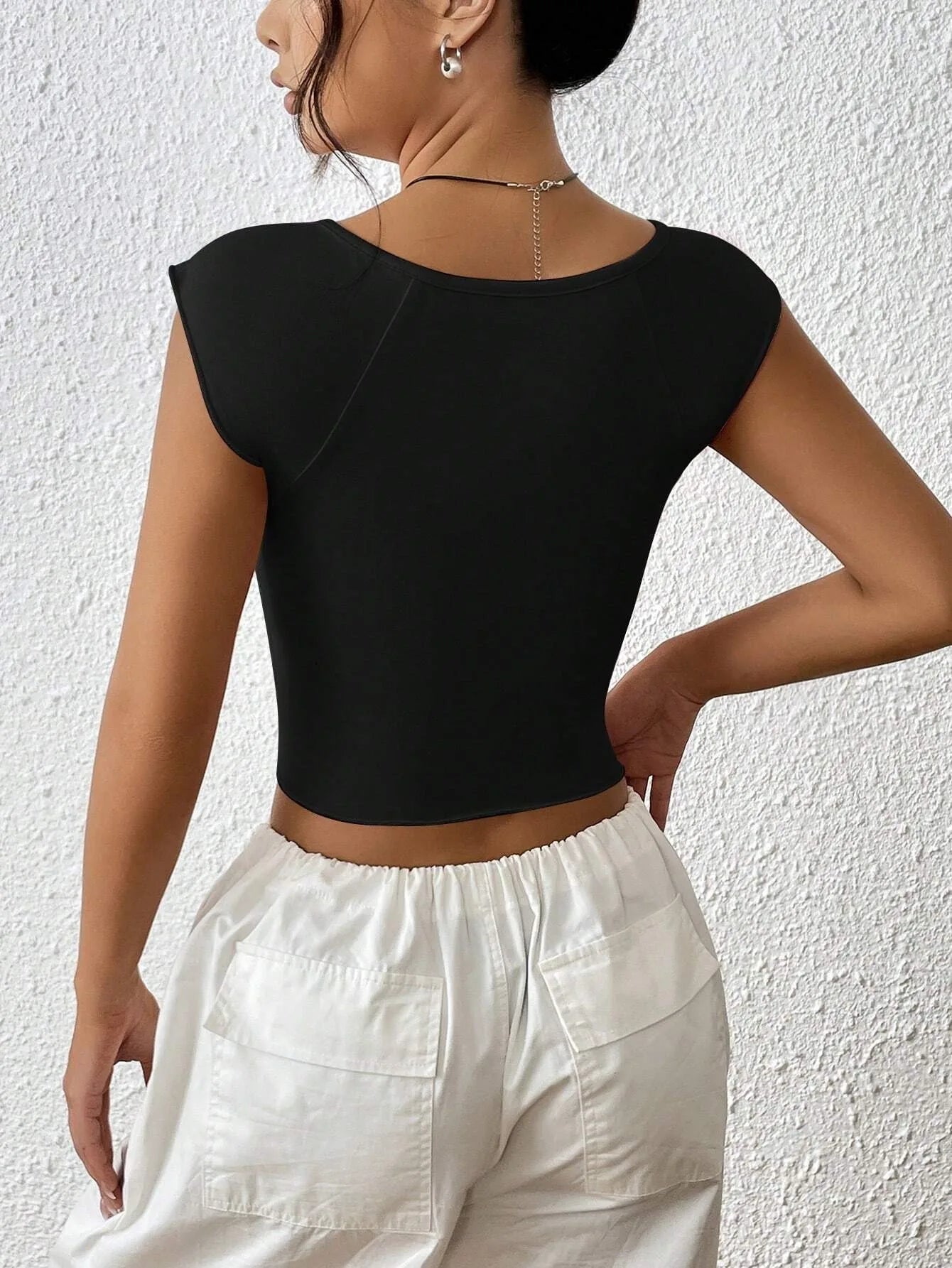 Solid Ruched Split Hem Sleeveless Crop Tee Top Women Summer 2024 Fashion Cap Sleeve Tank Top Shirt Streetwear Y2K Clothes