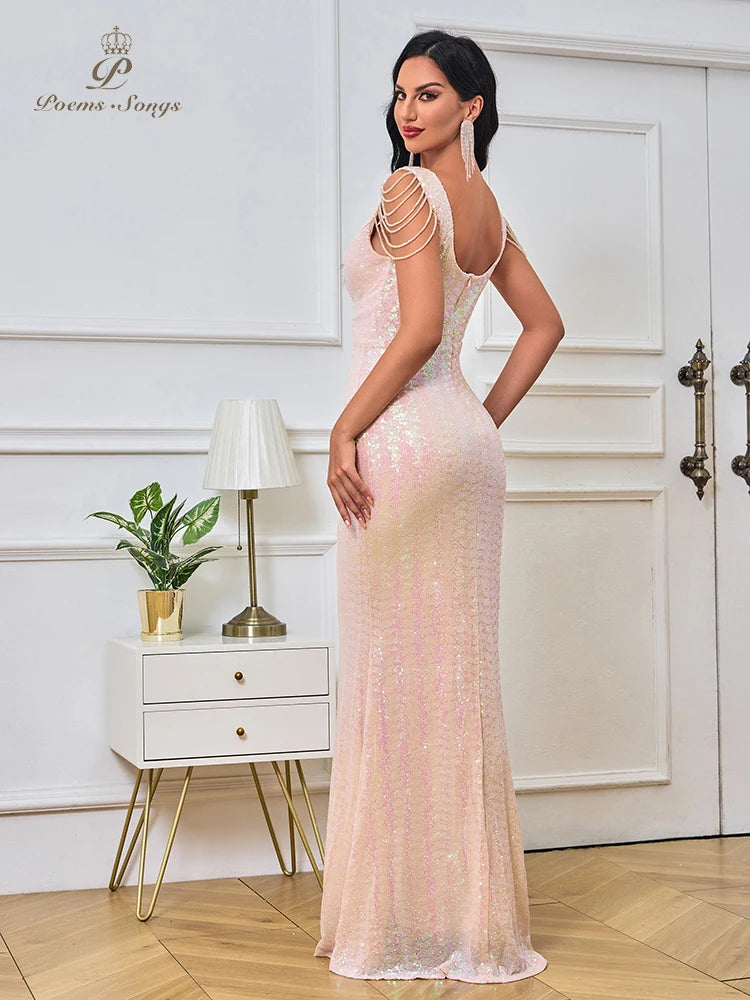 Pink dress beads elegent evening dress prom dresses evening gowns Party dresses vestidos de fiesta robe de soirée de mariage