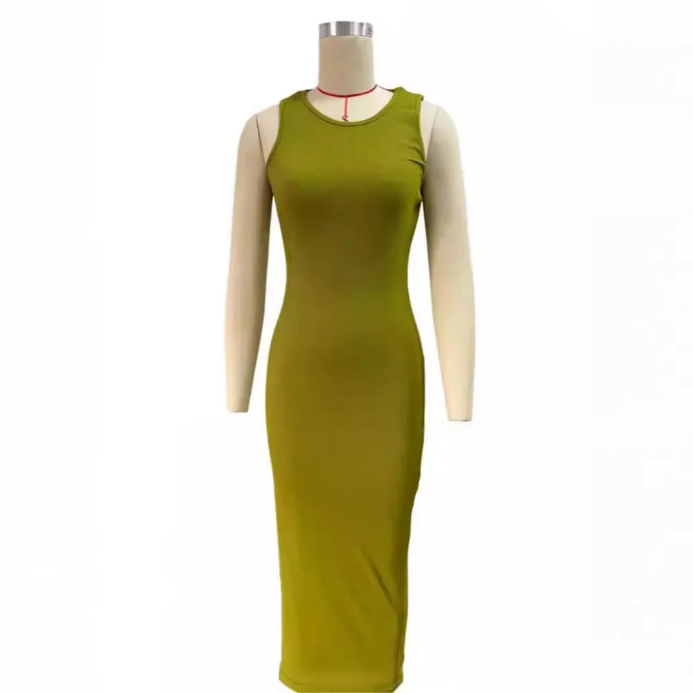 The New Summer Commuter Pit Strip Sleeveless Women's Long Dresses Fashion High Waist Slim Sexy Split Hips Female Club Dress