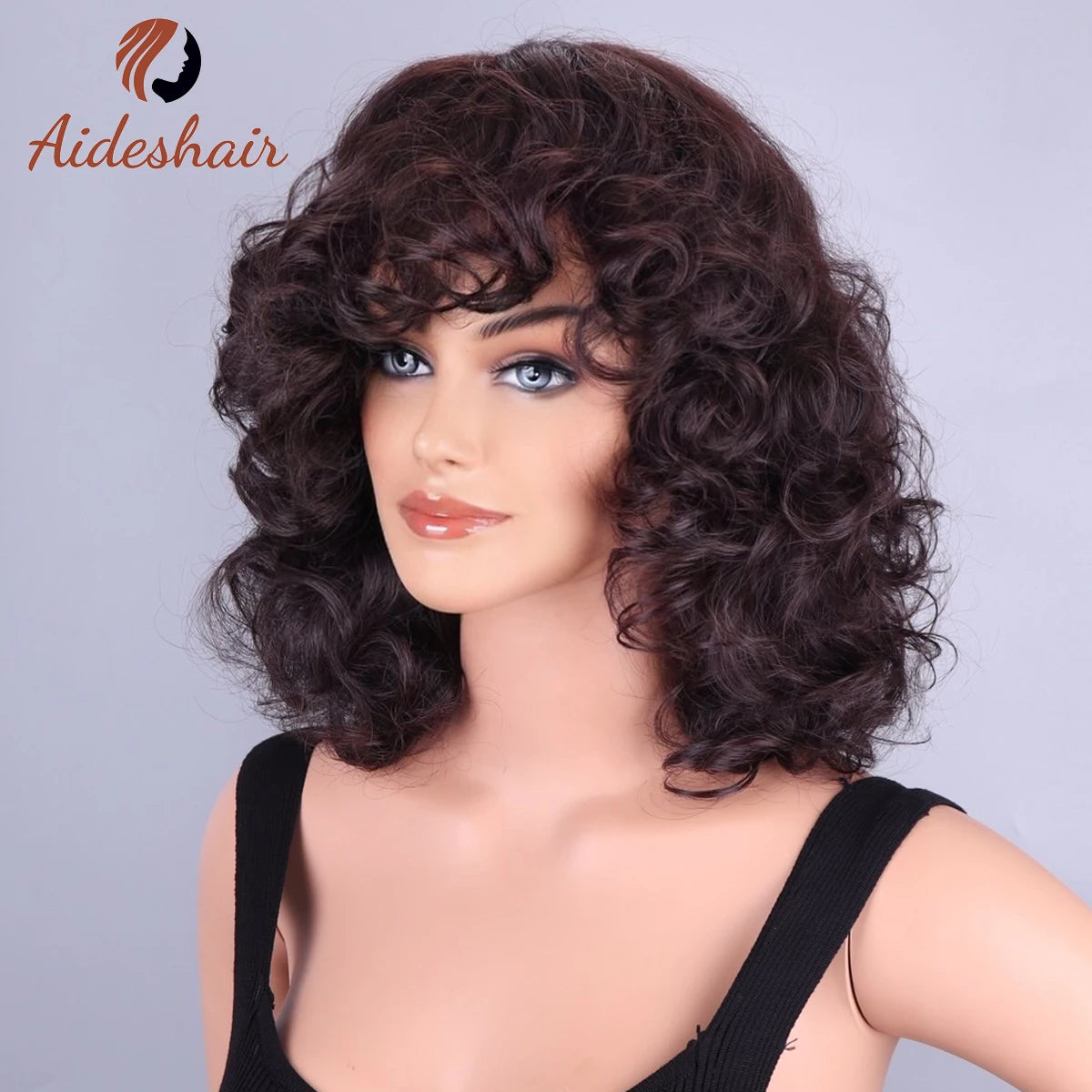 Aideshair  small curly high temperature silk fashion European and American women short curly foreign trade wig