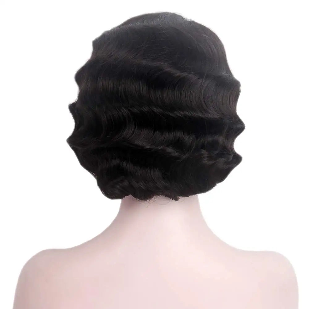 Blonde 1920s Wig for Women Short Finger Wave Party Wig Synthetic Full Vintage for Lady Cosplay Costume Fancy Dress 20s Flapper