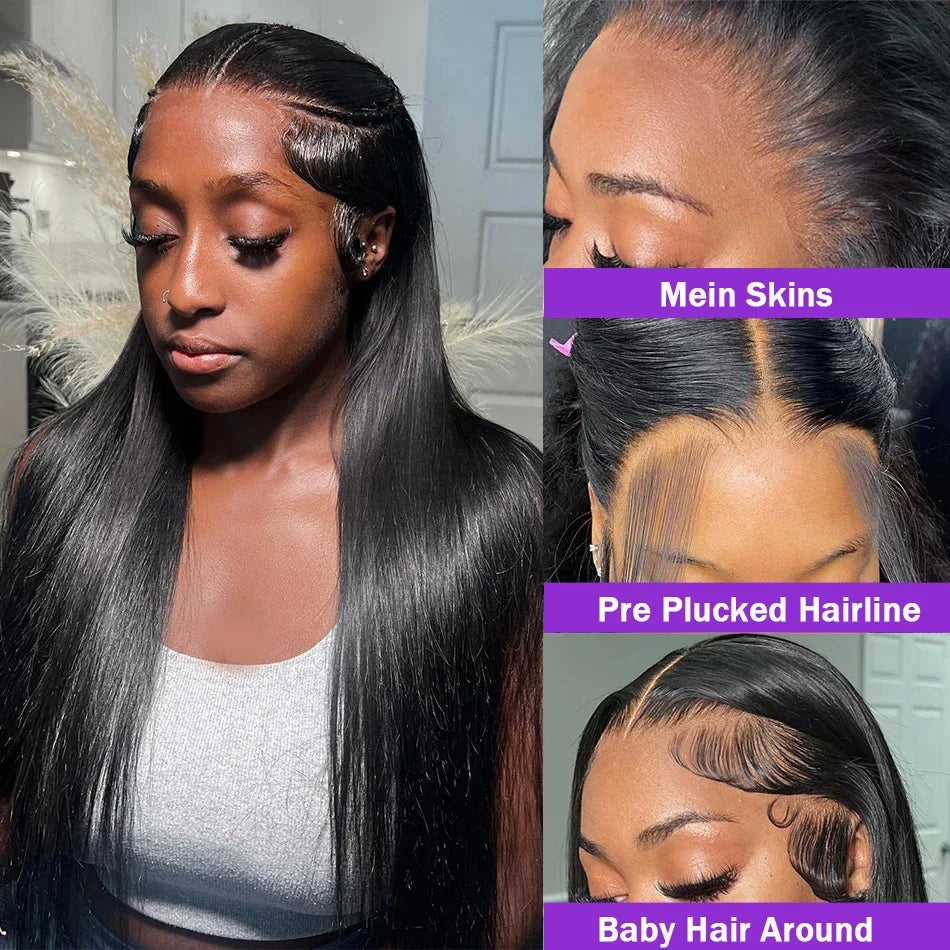 Tewjig 30 40 Inch Bone Straight 13x6 Hd Lace Frontal Wigs Brazilian Remy Human Hair 13x4 Lace Front  Wig For Black Women