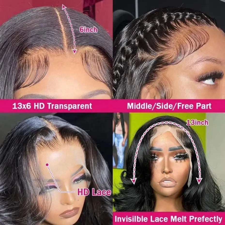 13x4 Lace Frontal Wig Brazilian Body Wave 13x6 Transparent Lace Front Human Hair Wigs Pre Plucked 4x4 Lace Closure For Women