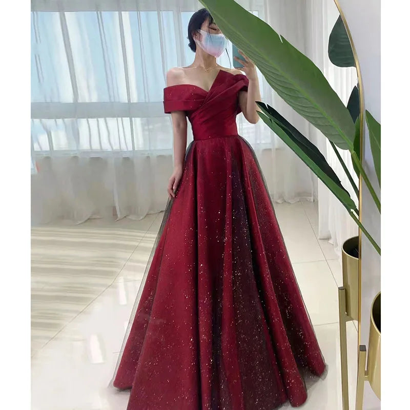 Elegant Sexy Boat Neck Evening Prom Dresses for Women Summer 2023 Host Birthday Wedding Party Dress Formal Occasion vestidos