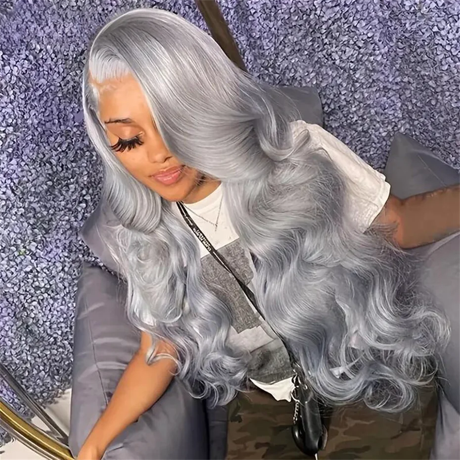 13x6 Silver Grey Colored Lace Front Wigs For Women 613 Honey Blonde Body Wave Remy HD Transparent Lace Human Hair Wig Preplucked