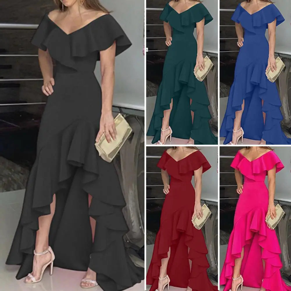 Lady Split Vintage Long Evening Party Dress Women Sleeveless Casual V Neck Maxi Dress 2024 A Line Solid Long Dress