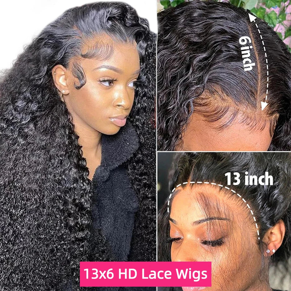 YAWAWE Water Wave 13x6HD Lace Frontal Wigs Brazilian Wigs Human Hair For Women Deep Curly Wear Go Glueless Wig preplucked Precut