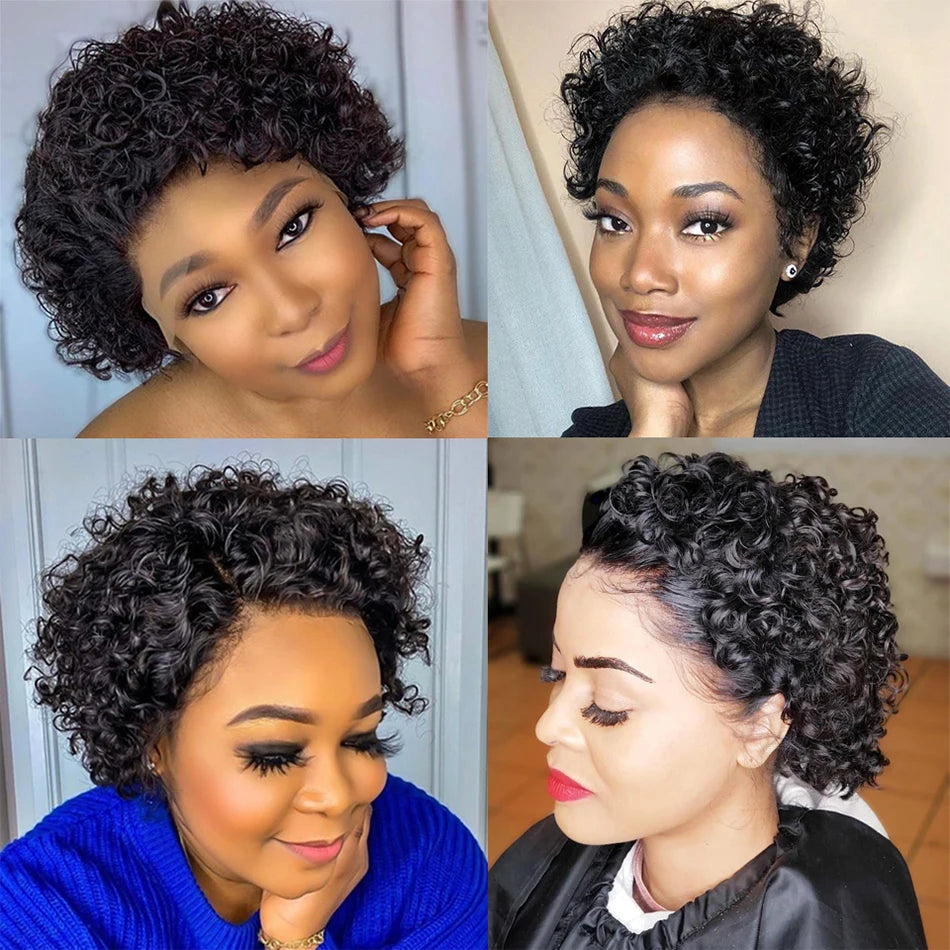 Lace Front Wigs Human Hair Water Wave Short Curly