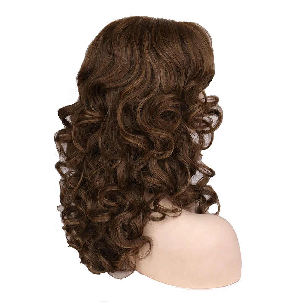 Classic Curly Wig Hair Synthetic Natural For Women Cosplay Mixing Colour Brown Wigs Daily Use Heat Resistant Daily Wigs