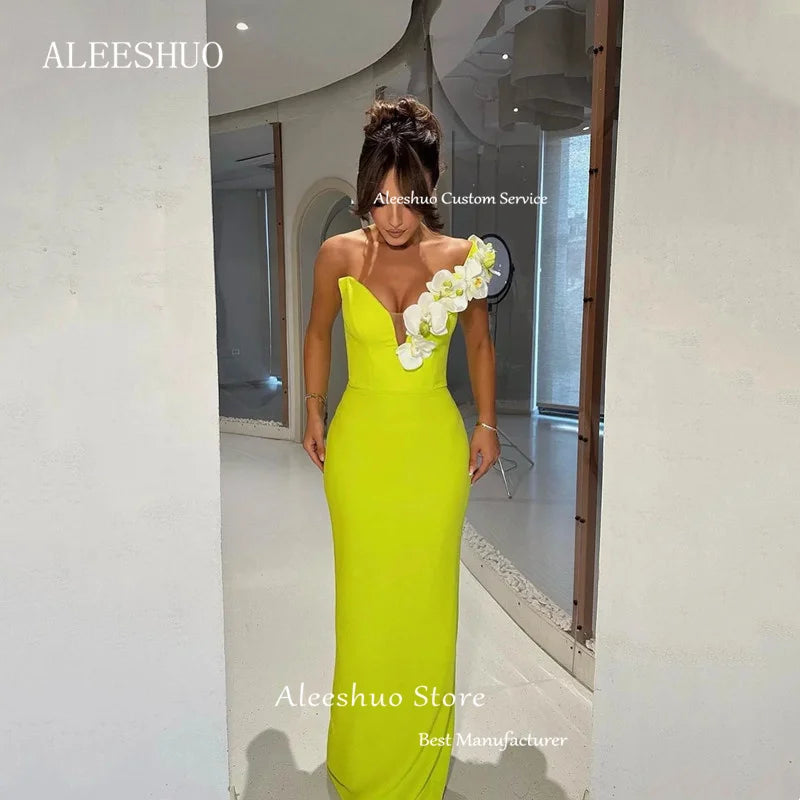 Aleeshuo Saudi Arabia Women Satin Prom Dresses