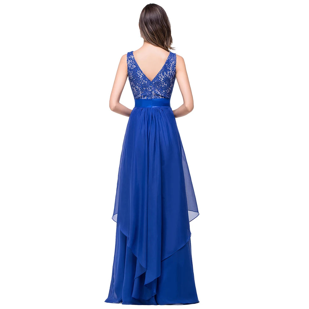 Chiffon Elegant Long Evening Dresses Floral Lace For Women 2024 Tulle With Sashes Layer Celebrity Formal Occasion Robe De Soiree