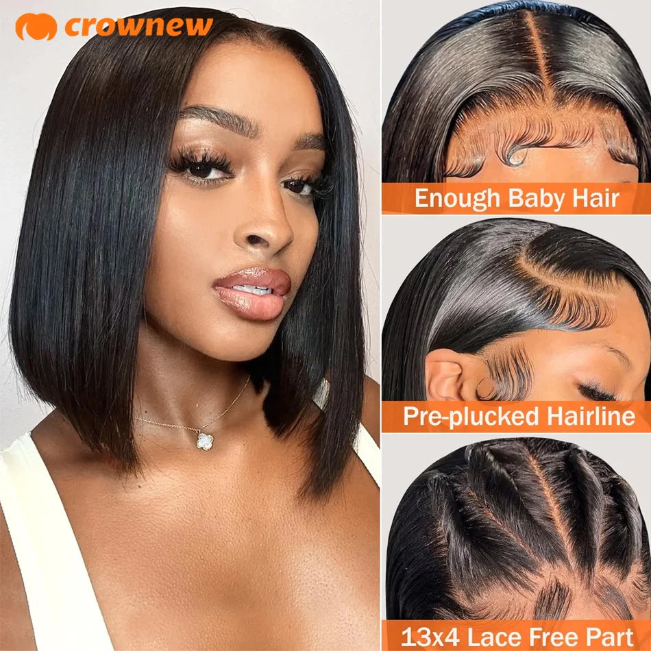 Bob Wig Human Hair Lace Front Wigs Human Hair Glueless Wigs Human Hair Hd Transparent 13X4 Straight Lace Frontal Bob Wigs