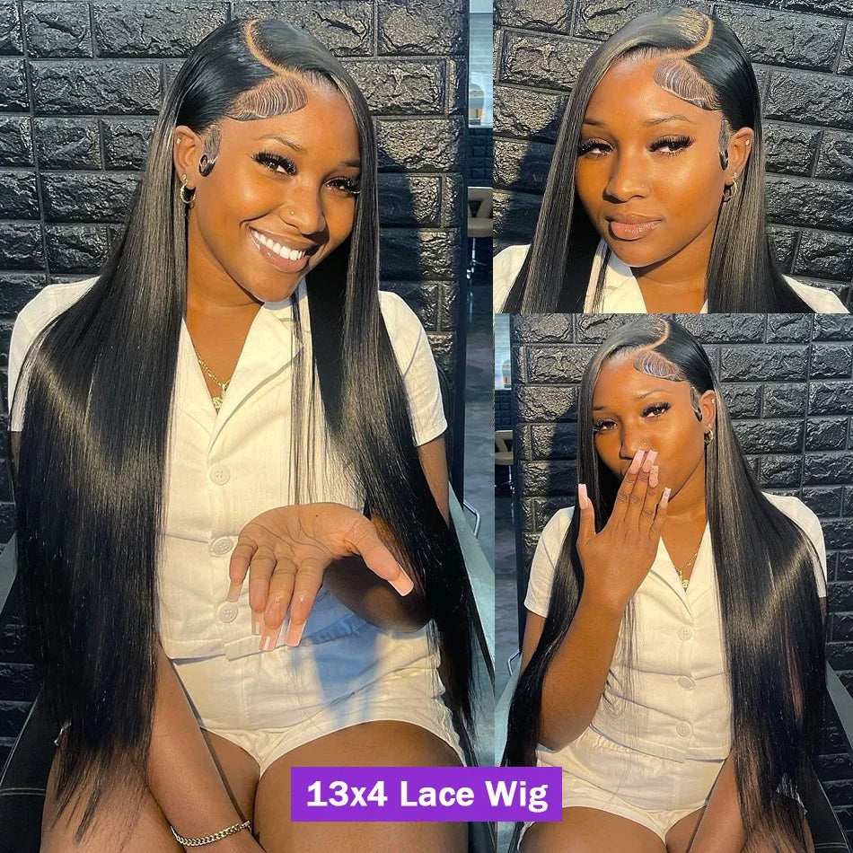 Tewjig 30 40 Inch Bone Straight 13x6 Hd Lace Frontal Wigs Brazilian Remy Human Hair 13x4 Lace Front  Wig For Black Women