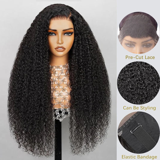 Tewjig 13x6 Deep Wave HD Transparent Lace Frontal Human Hair Wig 180 Density 30 40 Inch 13x4 Curly Lace Front Wig For Women